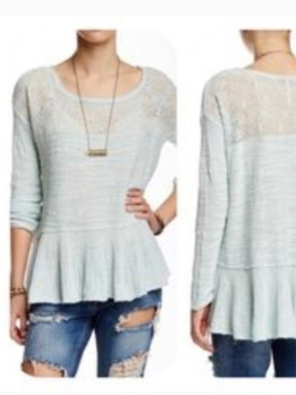 Free People Kristobel Ruffled Sweater Large